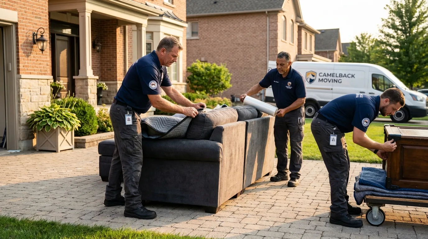 Large estate moving crew wrapping furniture in Rhome, TX